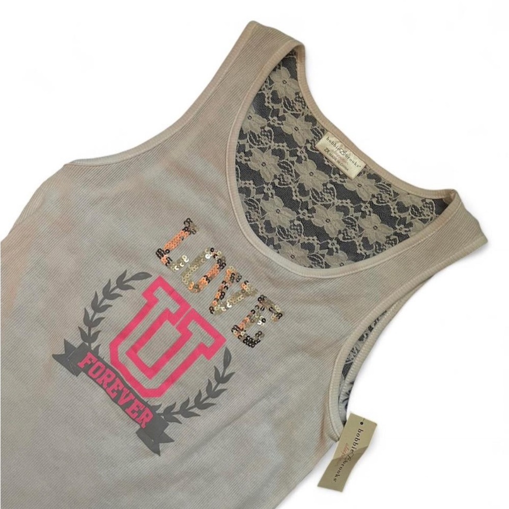 Y2K BOBBIE BROOKS • SILVER SEQUINS WHITE TANK TOP • SIZE - 2XL • NWT